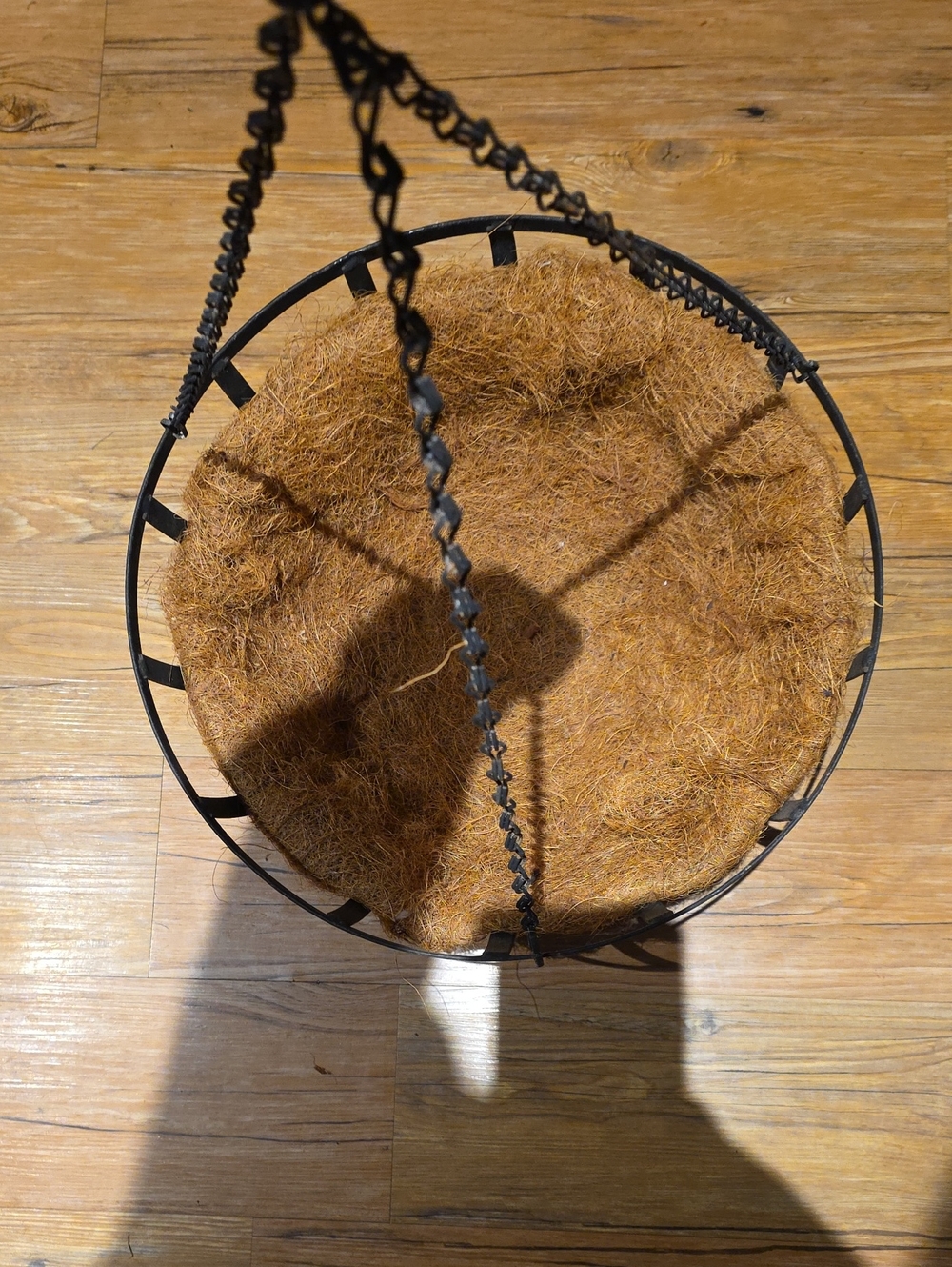 Black Hanging Basket with Brown Coco Liner - Unbranded
